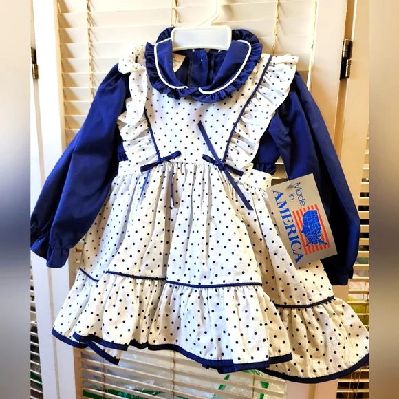 Mini World Dresses | Mini World Pinafore Childs Dress | Color: Blue/White | Size: 24mb | Mistidawn501'S Closet